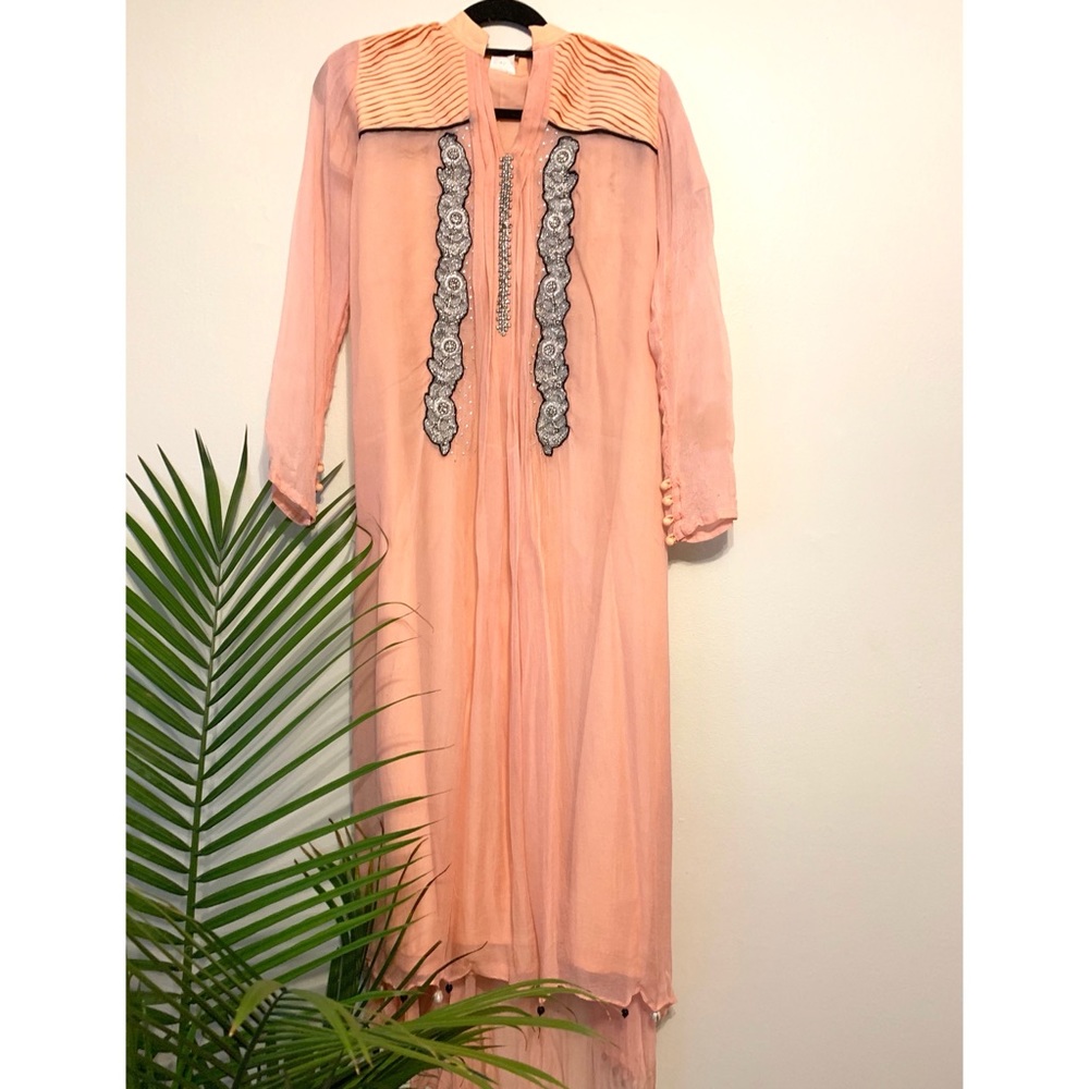 Pakistani Indian Peach High Low Dress